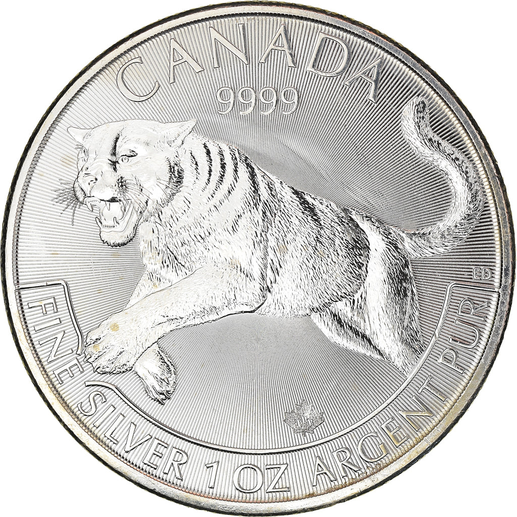 Coin, Canada, Elizabeth II, Cougar, 5 Dollars, 2016, 1 Oz, MS(60-62), Silver
