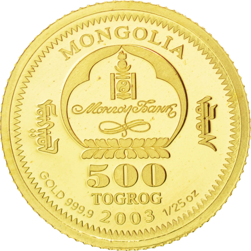 Coin, Mongolia, 500 Tugrik, 2003, MS(65-70), Gold, KM:New