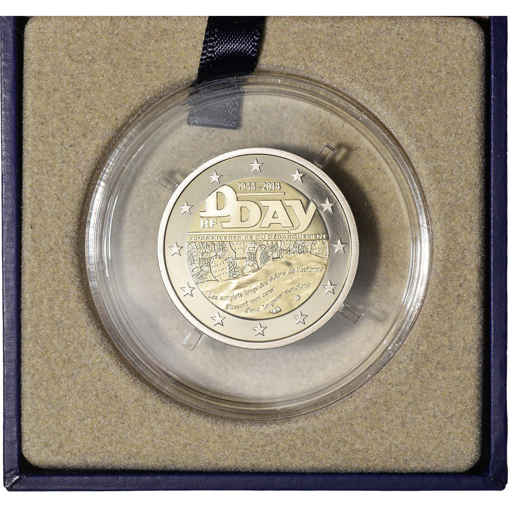 France, 2 Euro, Monnaie de Paris, D-Day, 2014, Paris, BE, MS(65-70), Bi-Metallic