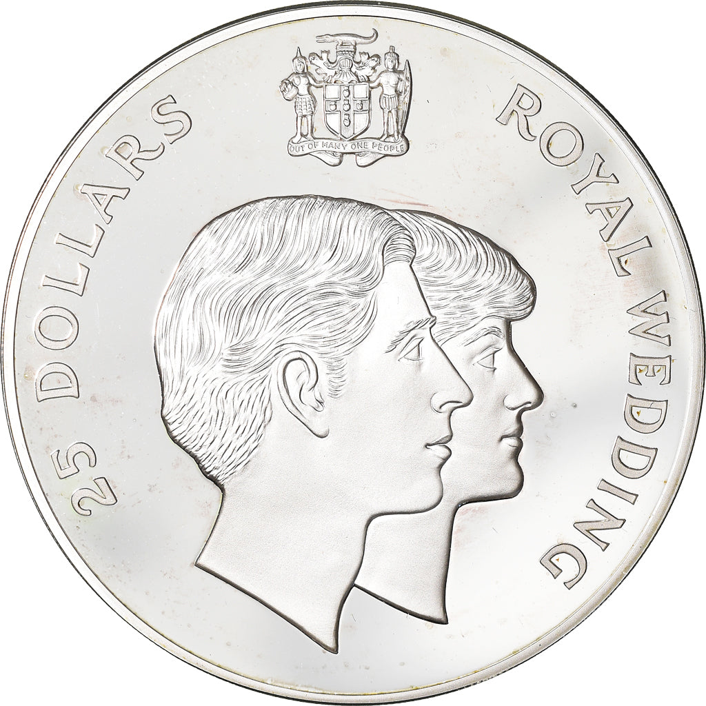 Coin, Jamaica, Elizabeth II, Royal Wedding, 25 Dollars, 1981, British Royal