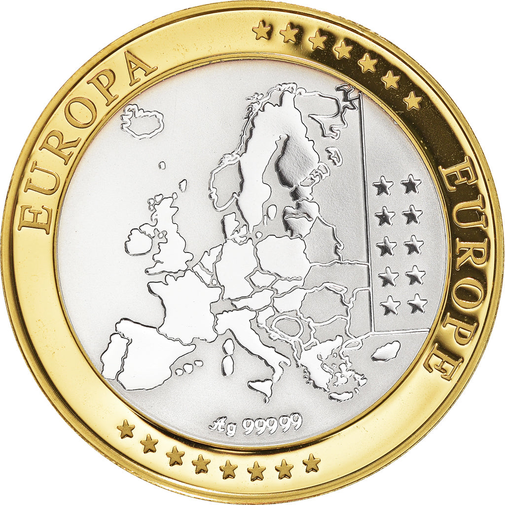 France, Médaille, L'europe, 1ère frappe hommage Euro, FDC, Argent