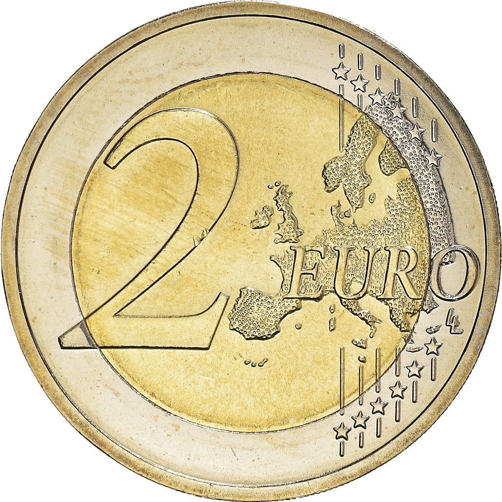 Germany, 2 Euro, Réunification, 2015, Karlsruhe, Colourized, MS(63)