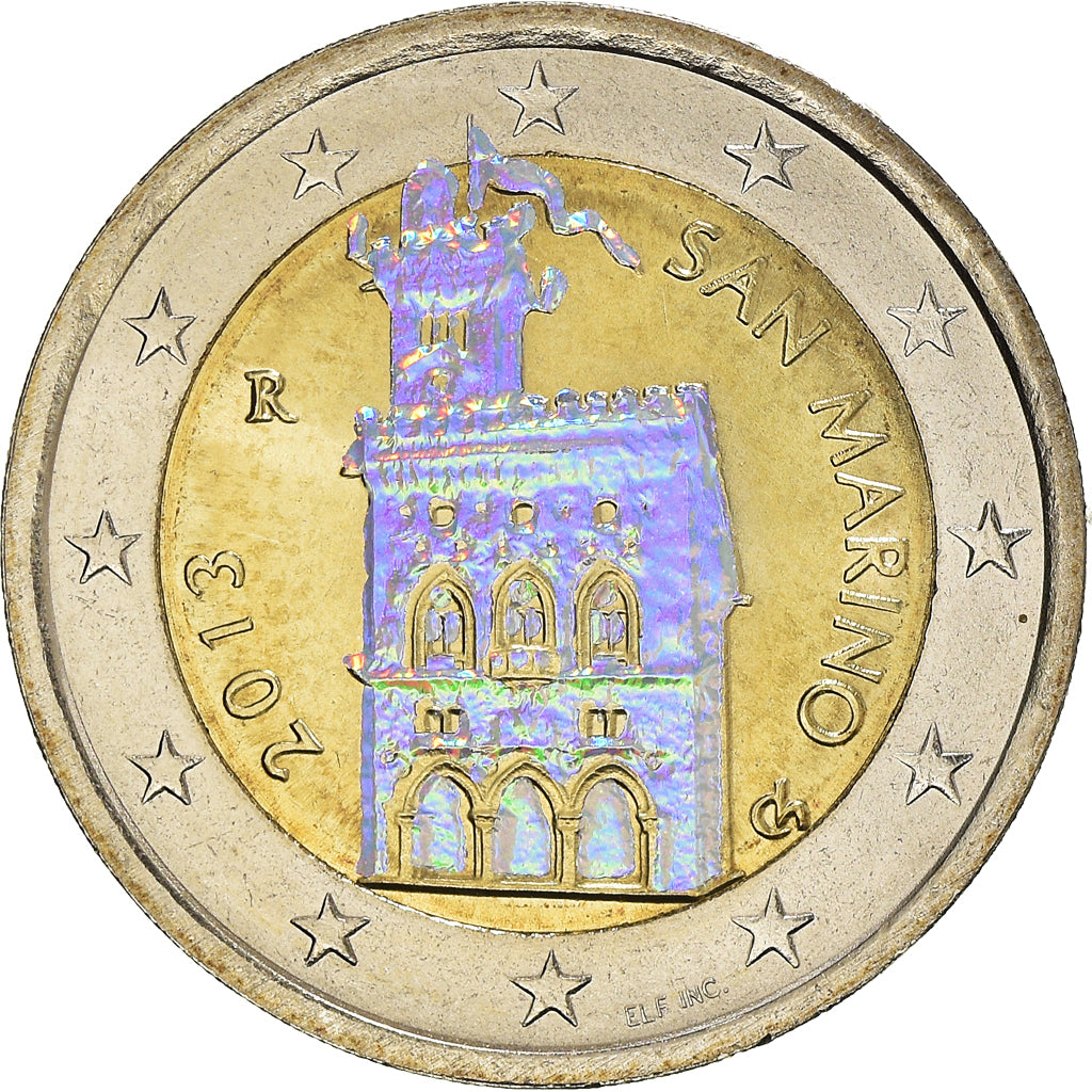 San Marino, 2 Euro, 2nd map, 2013, Rome, Hologramme, MS(63), Bi-Metallic, KM:486