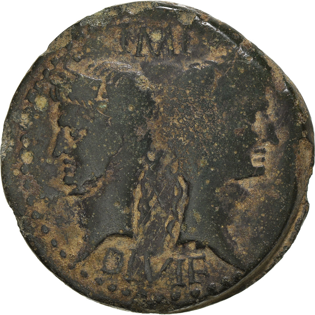 Coin, Augustus, Dupondius, 10-14 AD, Nîmes, VF(20-25), Bronze, RIC:160