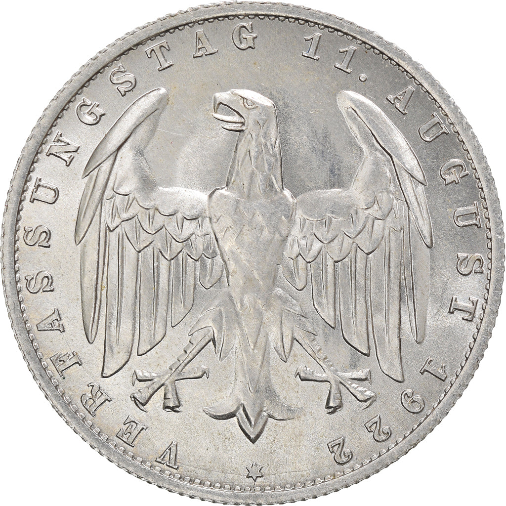 Coin, GERMANY, WEIMAR REPUBLIC, 3 Mark, 1922, Berlin, MS(60-62), Aluminum, KM:28
