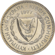 Coin, Cyprus, 25 Mils, 1977, MS(63), Copper-nickel, KM:40