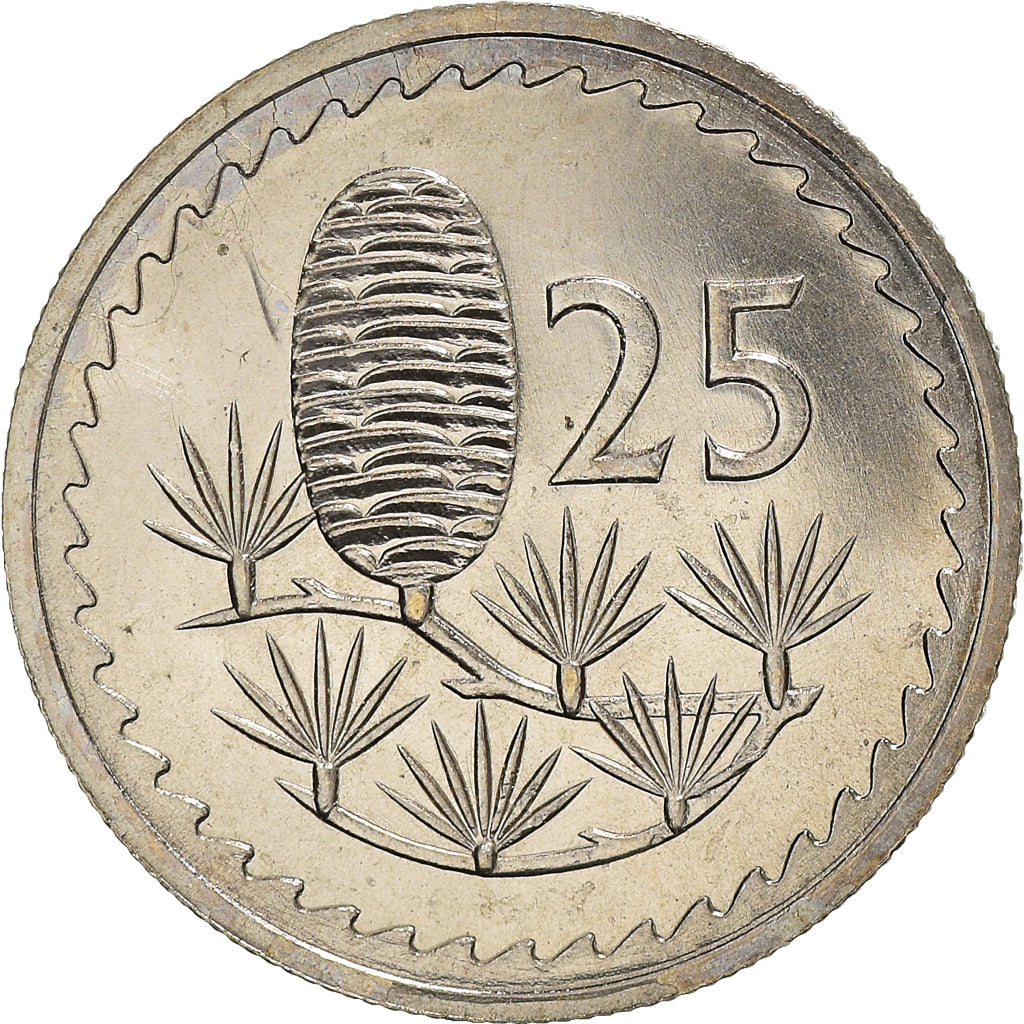 Coin, Cyprus, 25 Mils, 1977, MS(63), Copper-nickel, KM:40