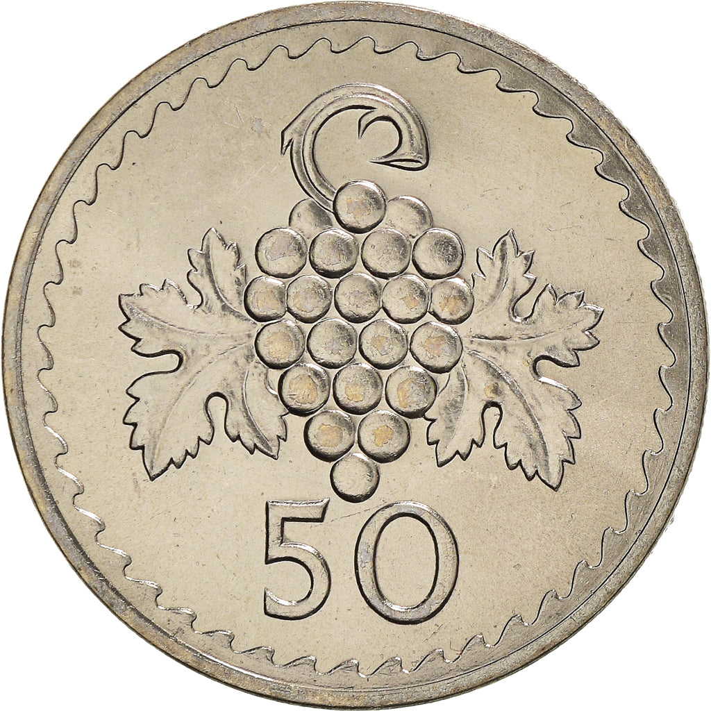 Coin, Cyprus, 50 Mils, 1977, MS(63), Copper-nickel, KM:41