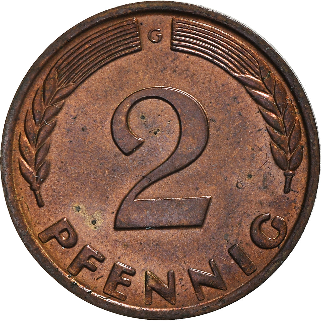 Moneda, ALEMANIA - REPÚBLICA FEDERAL, 2 Pfennig, 1967, Karlsruhe, EBC, Bronce