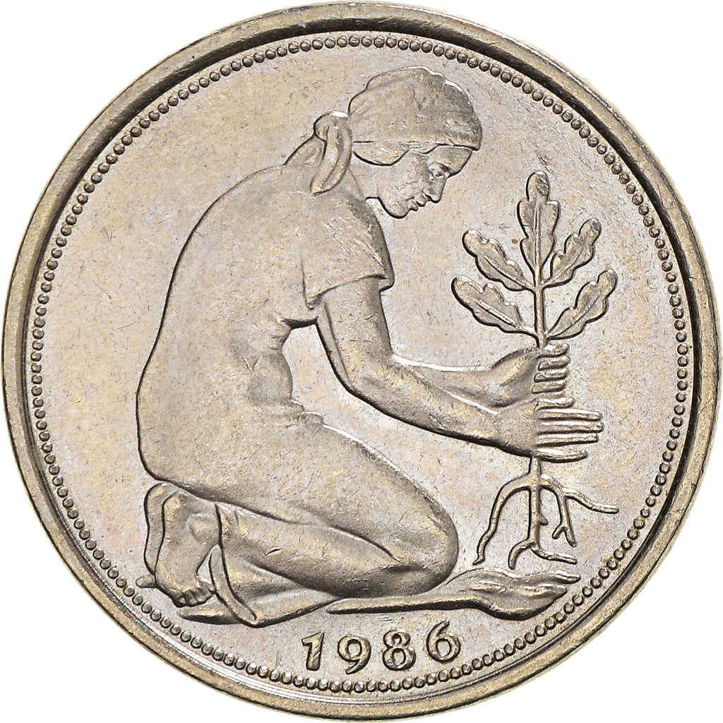 Monnaie, République fédérale allemande, 50 Pfennig, 1986, Hamburg, SUP