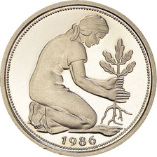 Coin, GERMANY - FEDERAL REPUBLIC, 50 Pfennig, 1986, Hamburg, Proof, MS(65-70)