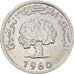 Moneta, Tunisia, Millim, 1960, Paris, MS(64), Aluminium, KM:280
