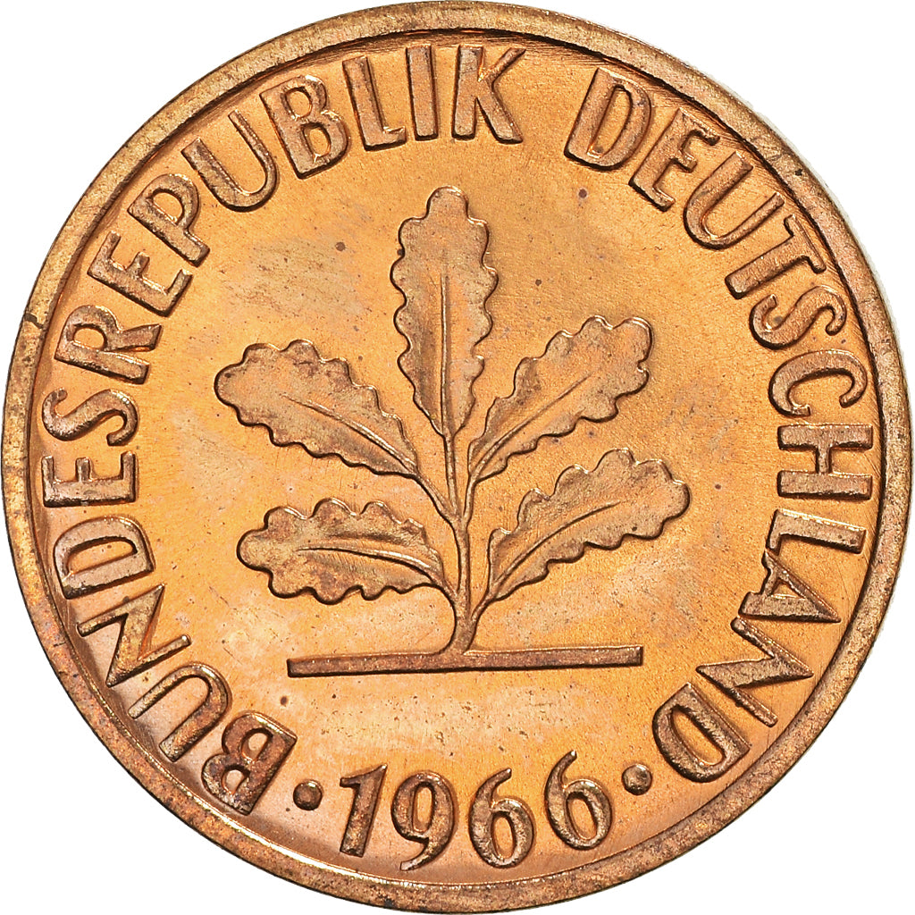 Moneta, GERMANIA - REPUBBLICA FEDERALE, 2 Pfennig, 1966, Karlsruhe, SPL, Bronzo