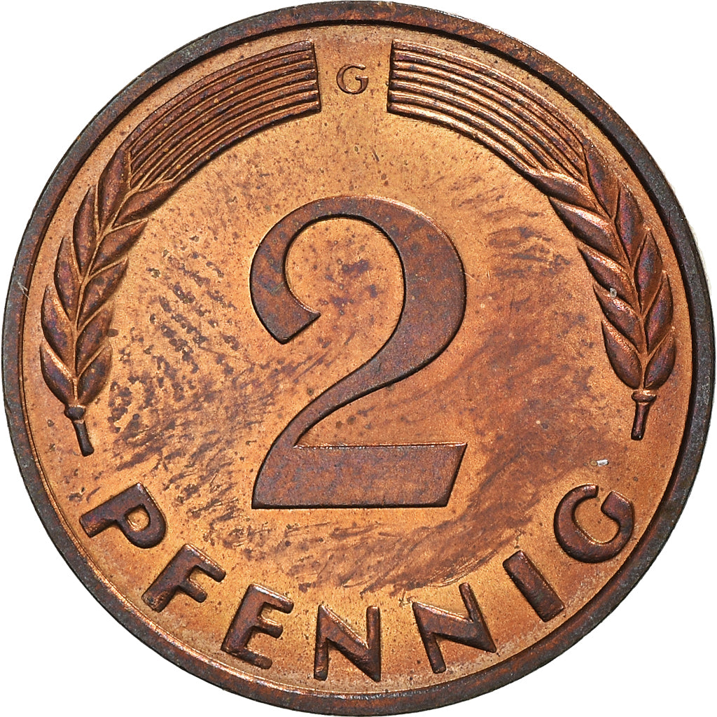 Moneta, GERMANIA - REPUBBLICA FEDERALE, 2 Pfennig, 1966, Karlsruhe, SPL, Bronzo