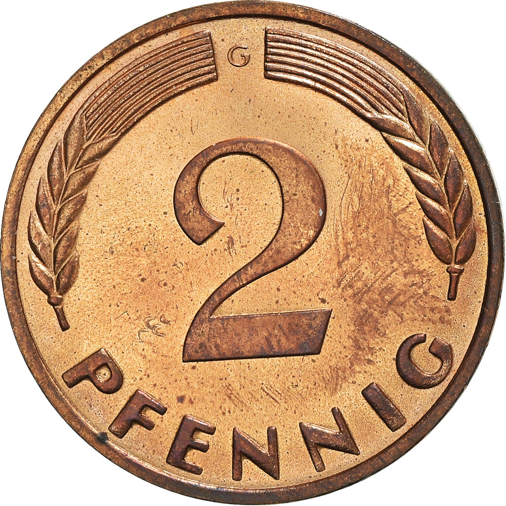 Moneta, GERMANIA - REPUBBLICA FEDERALE, 2 Pfennig, 1966, Karlsruhe, SPL, Bronzo