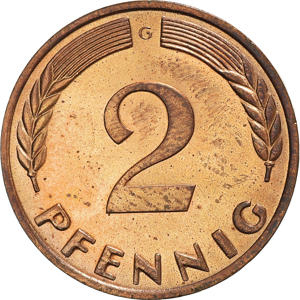 Moneta, GERMANIA - REPUBBLICA FEDERALE, 2 Pfennig, 1966, Karlsruhe, SPL+