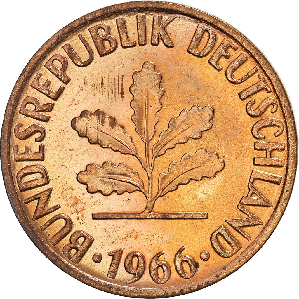 Moneta, GERMANIA - REPUBBLICA FEDERALE, 2 Pfennig, 1966, Karlsruhe, SPL+