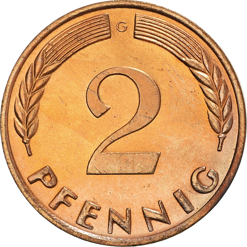 Moneta, GERMANIA - REPUBBLICA FEDERALE, 2 Pfennig, 1966, Karlsruhe, SPL+