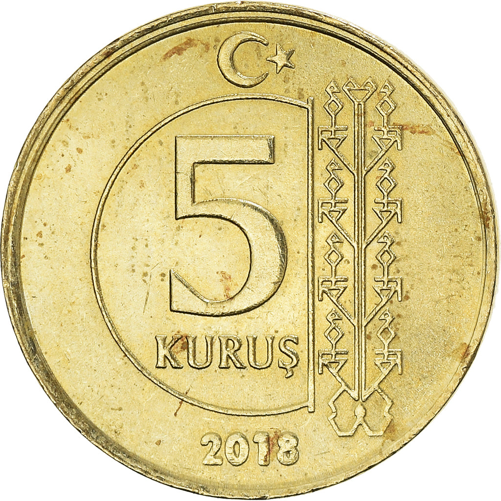 Munten, Turkije, 5 Kurus, 2018, UNC-, Tin, KM:1240
