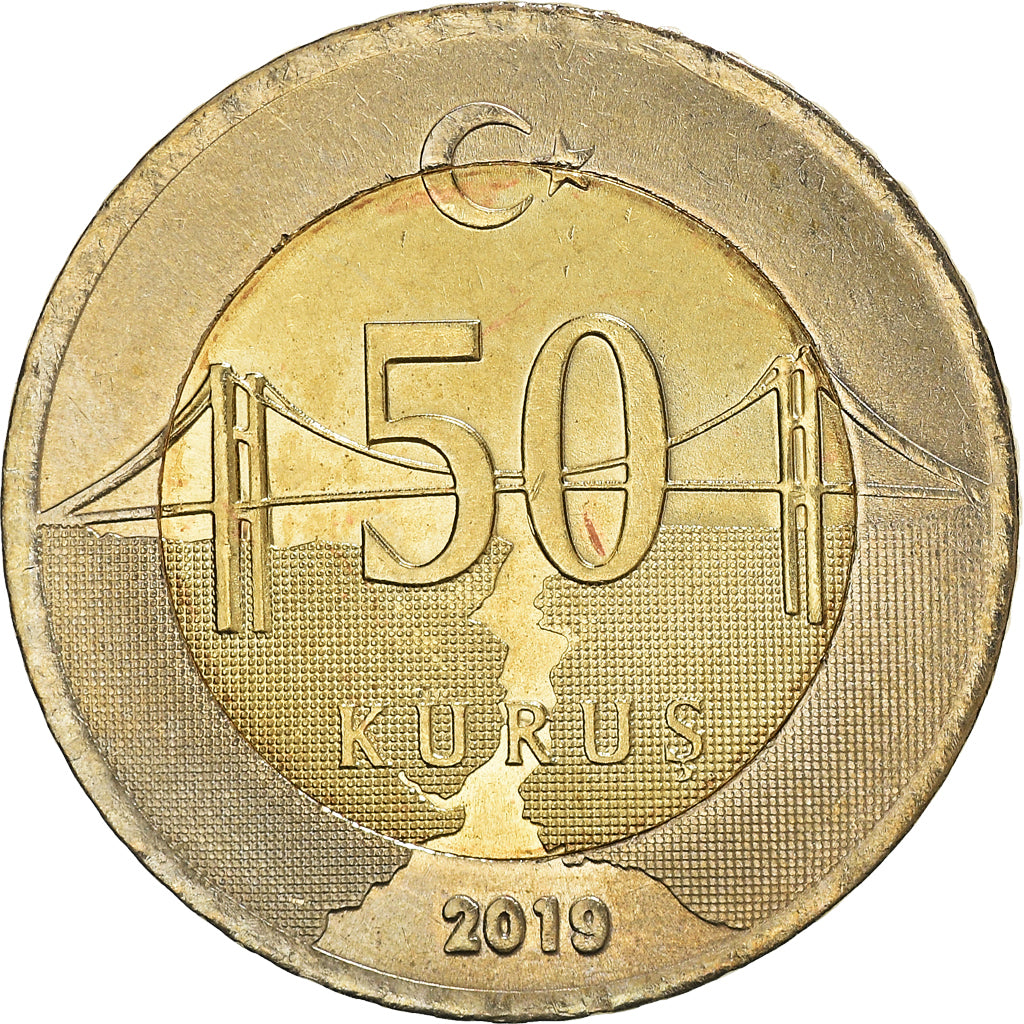 Münze, Türkei, 50 Kurus, 2019, STGL, Bi-Metallic, KM:1243