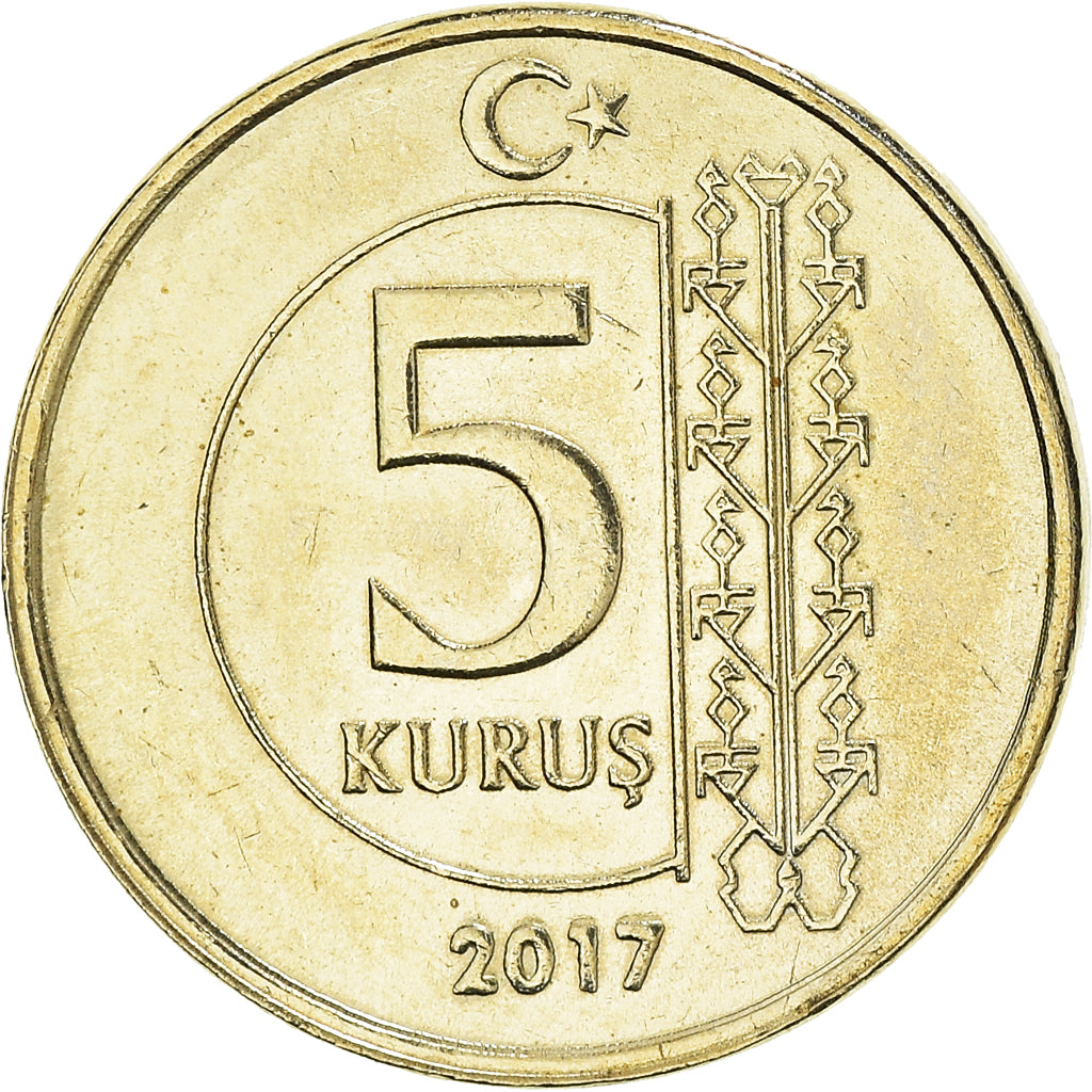Moneta, Turchia, 5 Kurus, 2017, SPL, Ottone, KM:1240