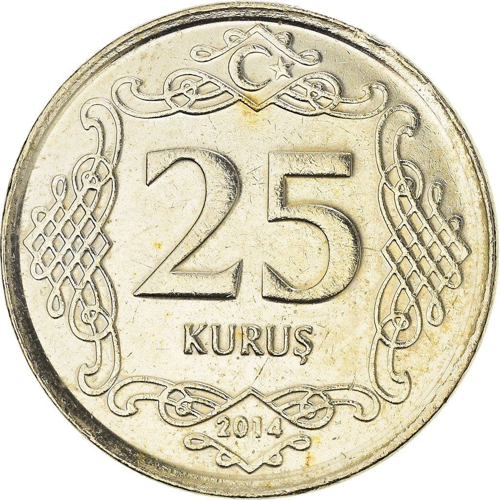 Moneta, Turchia, 25 Kurus, 2014, SPL-, Rame-nichel, KM:1242
