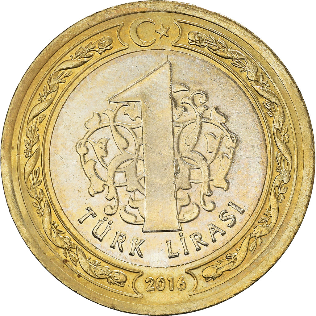 Coin, Turkey, Lira, 2016, MS(60-62), Bi-Metallic, KM:1244