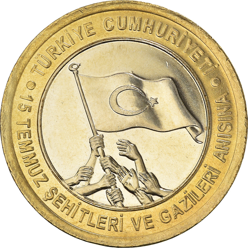 Coin, Turkey, Lira, 2016, MS(63), Bi-Metallic, KM:1383
