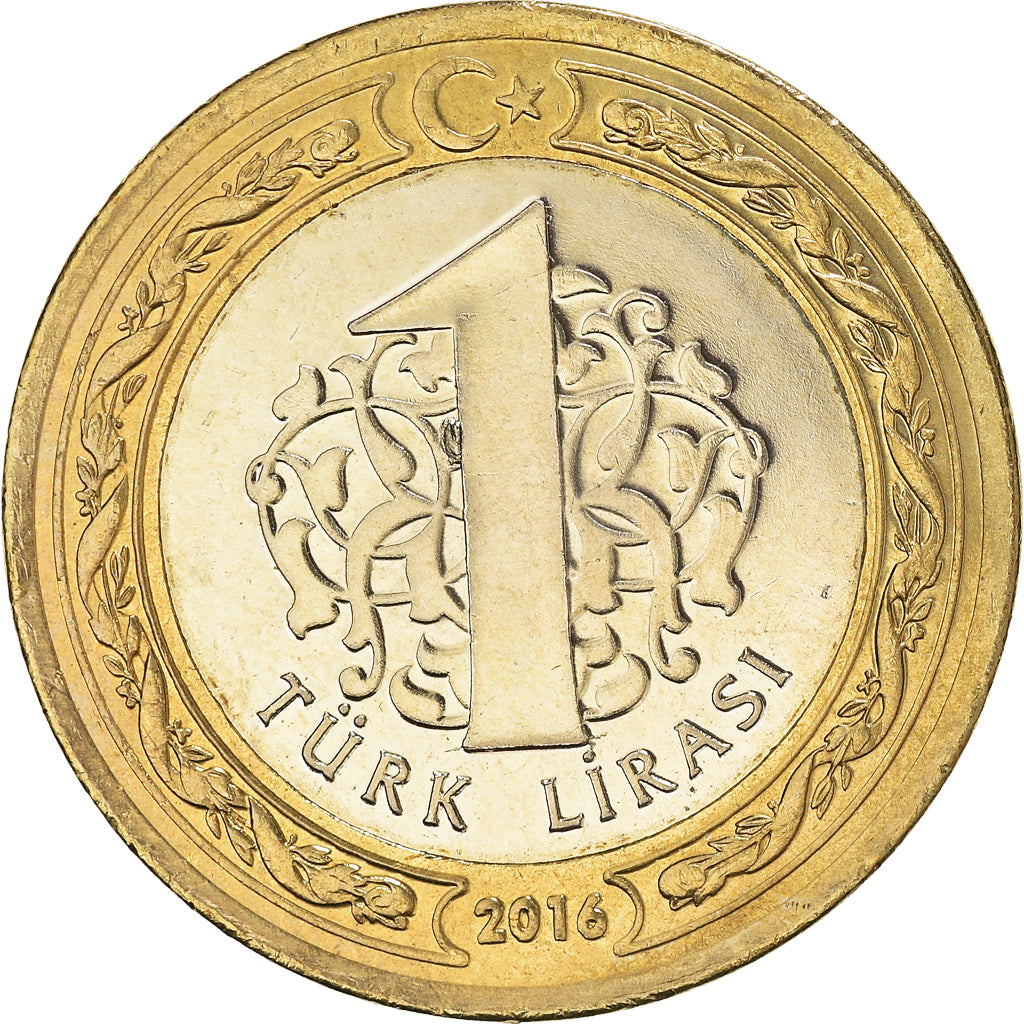 Coin, Turkey, Lira, 2016, MS(63), Bi-Metallic, KM:1383