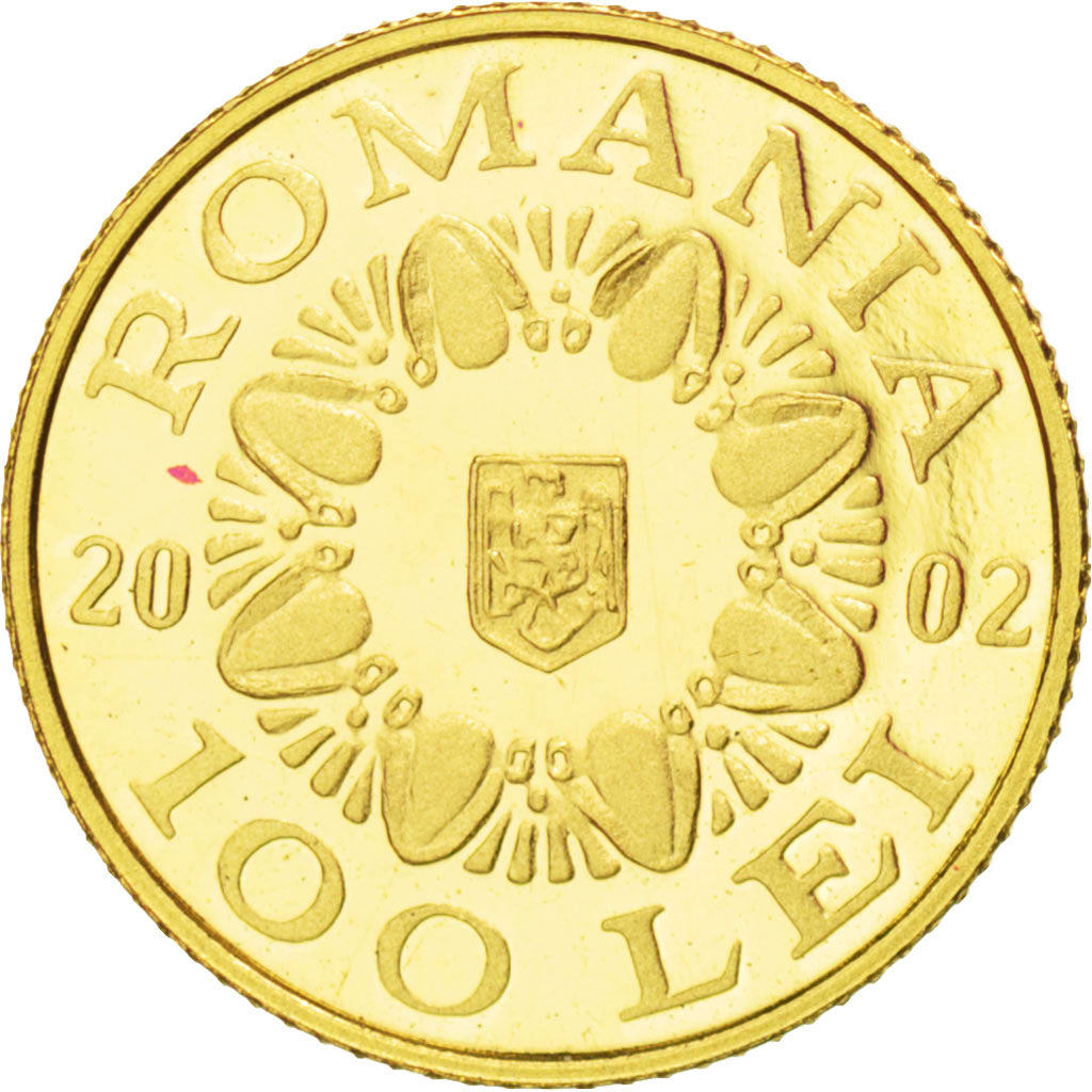 Romania, 100 Lei, 2002, KM #New, MS(65-70), Gold, 1.24