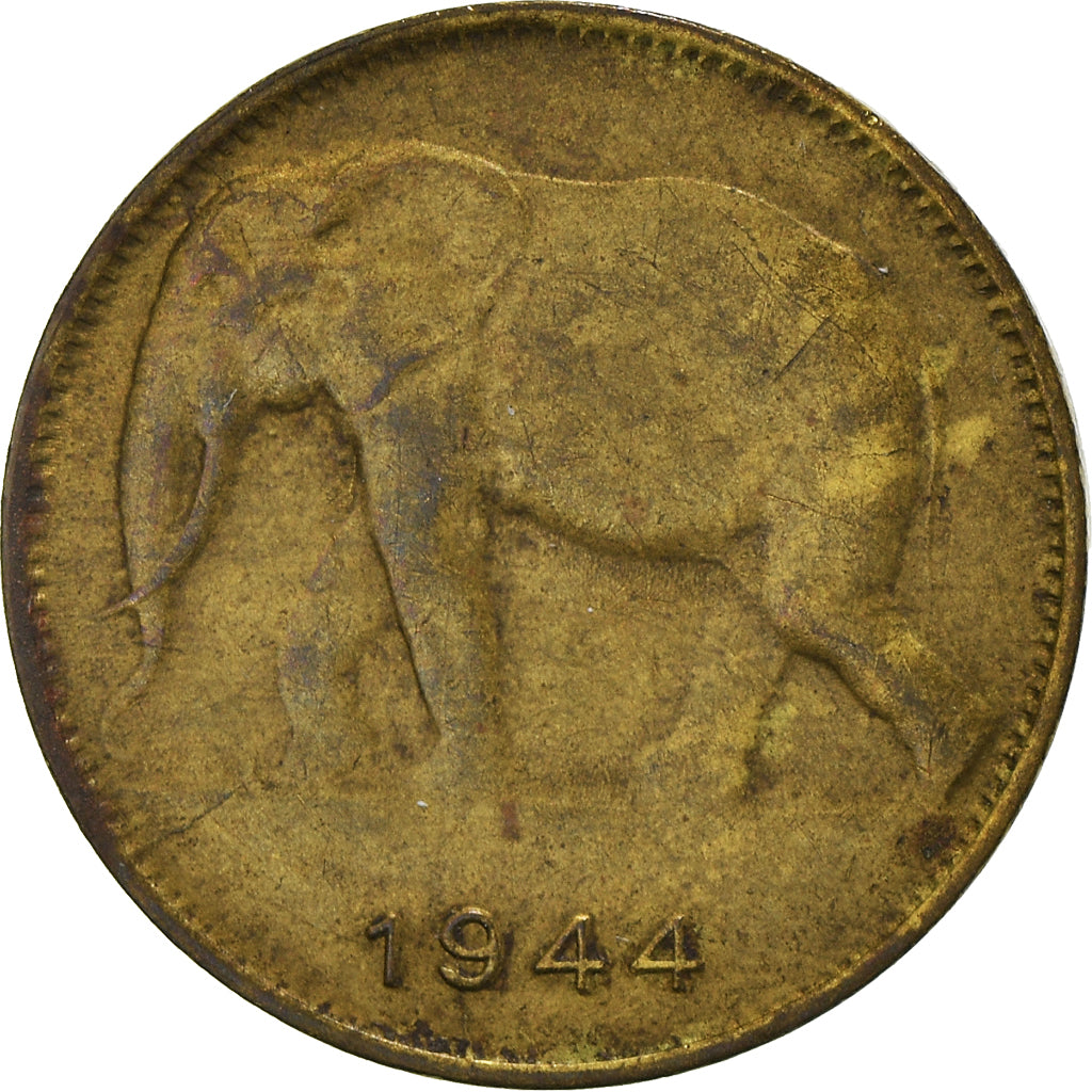 Coin, Belgian Congo, Franc, 1944, EF(40-45), Brass, KM:26