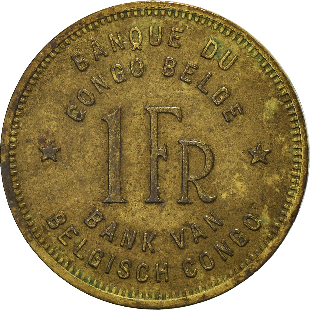 Coin, Belgian Congo, Franc, 1944, EF(40-45), Brass, KM:26