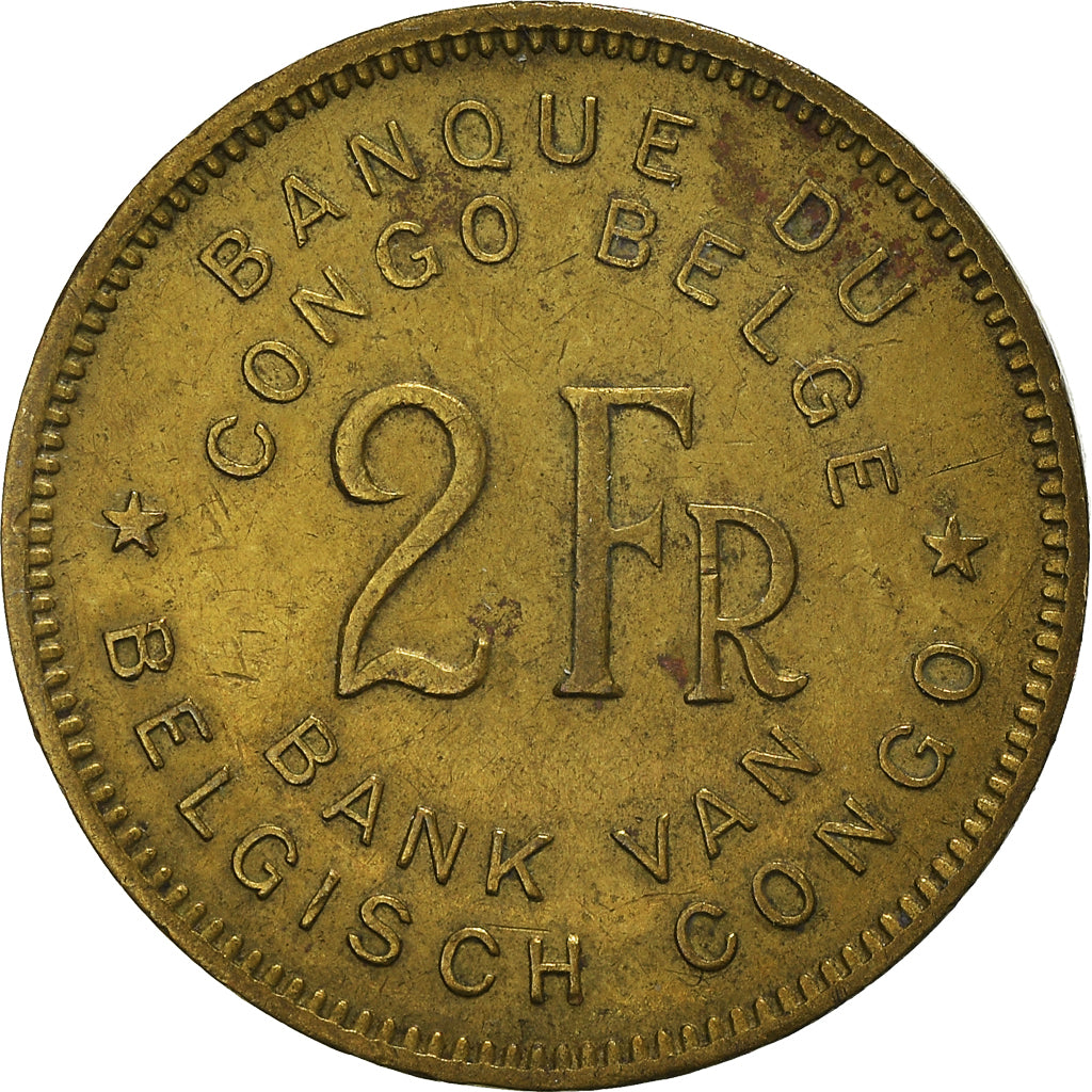 Moneta, Congo belga, 2 Francs, 1947, BB, Ottone, KM:28