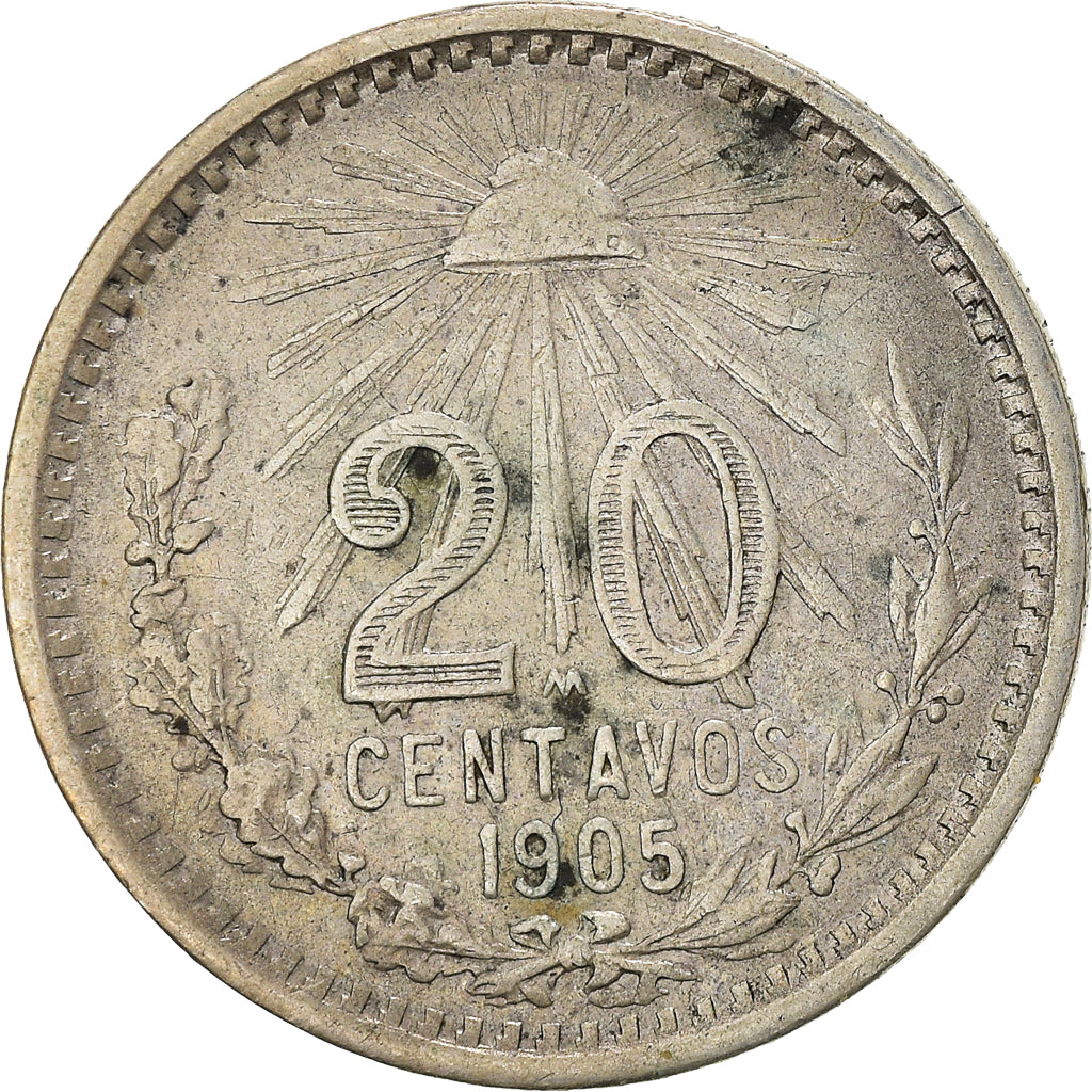 Coin, Mexico, 20 Centavos, 1905, Mexico City, VF(30-35), Silver, KM:435