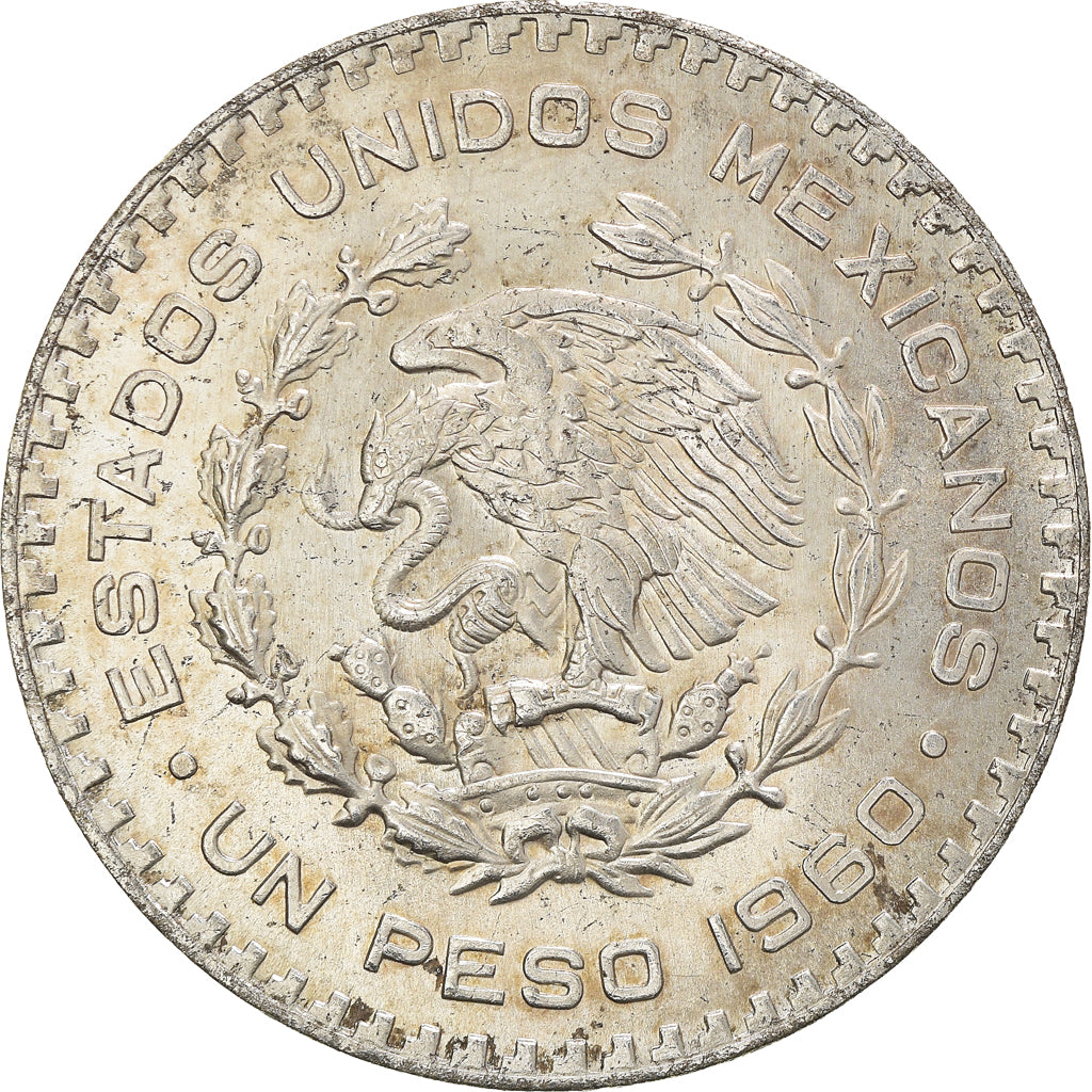 Coin, Mexico, Peso, 1960, Mexico City, AU(55-58), Silver, KM:459