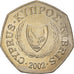Coin, Cyprus, 50 Cents, 2002, MS(63), Copper-nickel, KM:66