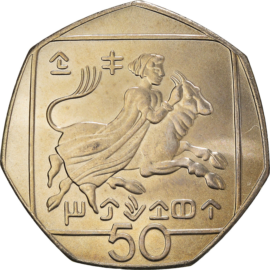 Coin, Cyprus, 50 Cents, 2002, MS(63), Copper-nickel, KM:66