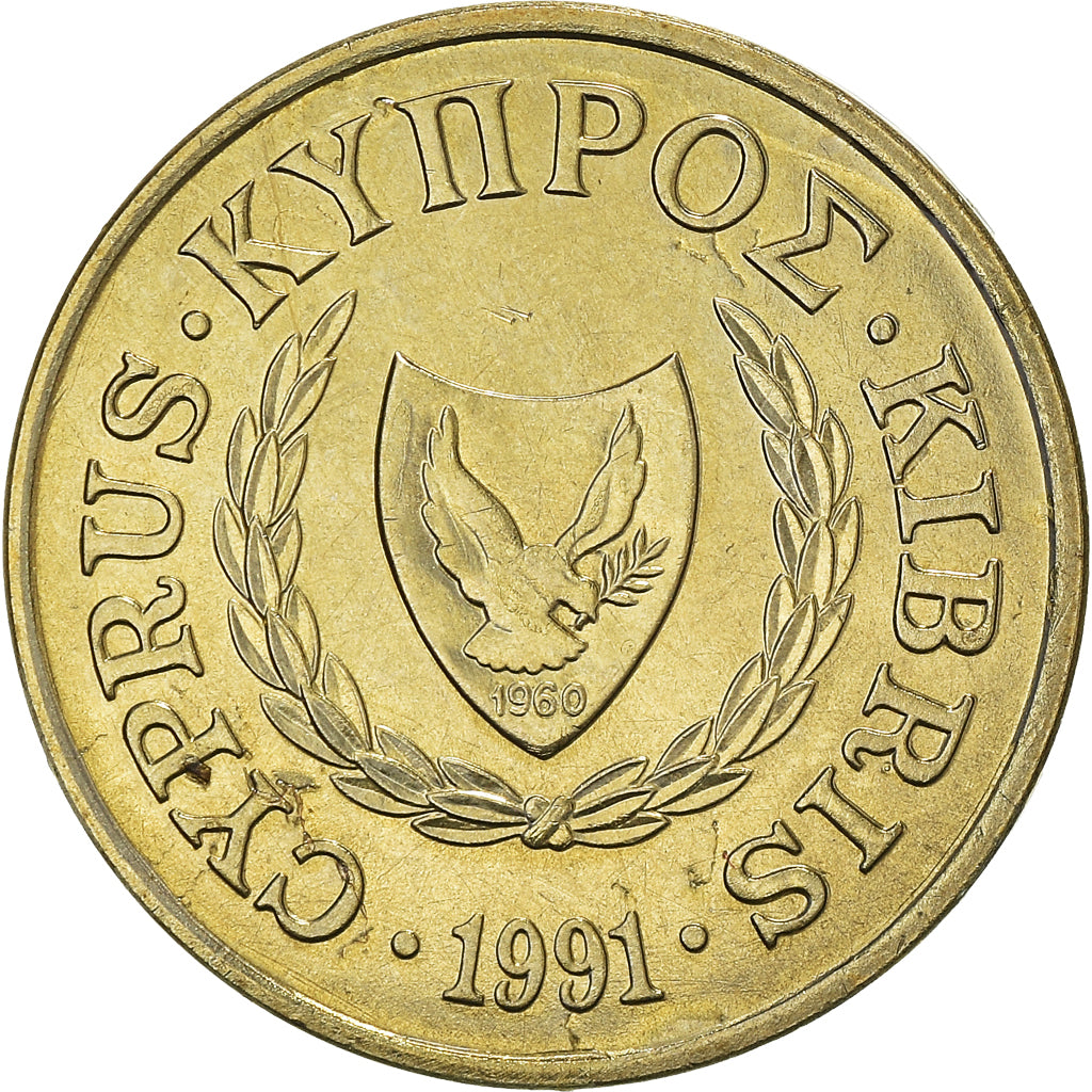 Münze, Zypern, 5 Cents, 1991, UNZ, Nickel-brass, KM:55.3
