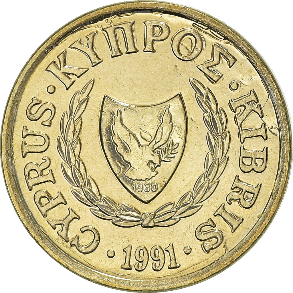 Coin, Cyprus, Cent, 1991, MS(63), Nickel-brass, KM:53.3