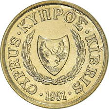 Coin, Cyprus, Cent, 1991, MS(63), Nickel-brass, KM:53.3