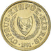 Coin, Cyprus, Cent, 1991, MS(63), Nickel-brass, KM:53.3