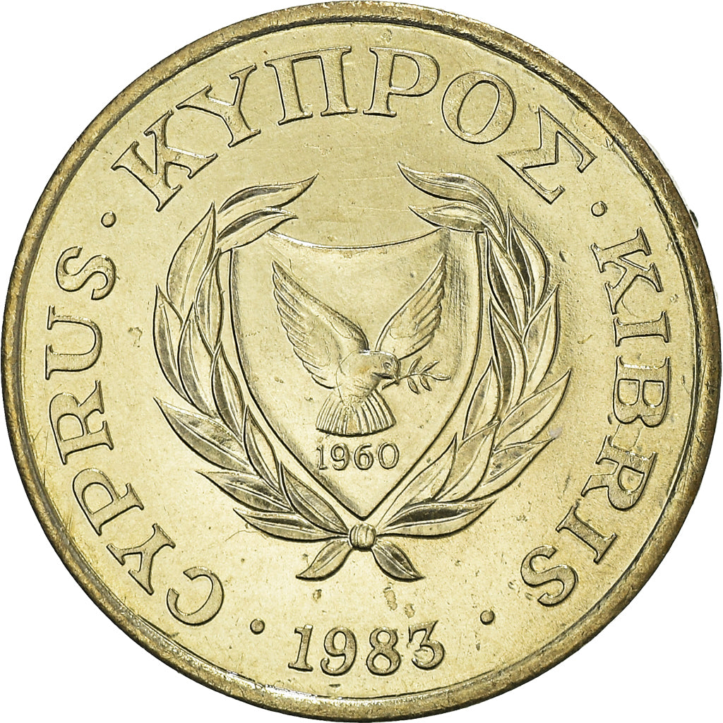 Coin, Cyprus, 2 Cents, 1983, MS(63), Nickel-brass, KM:54.1