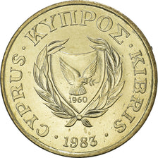 Coin, Cyprus, 2 Cents, 1983, MS(63), Nickel-brass, KM:54.1