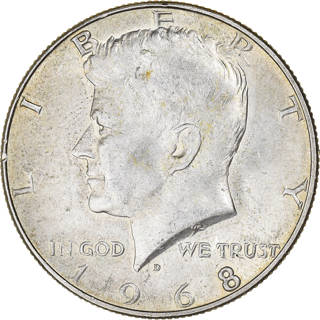 Coin, United States, Kennedy, Half Dollar, 1968, Denver, AU(50-53), Silver