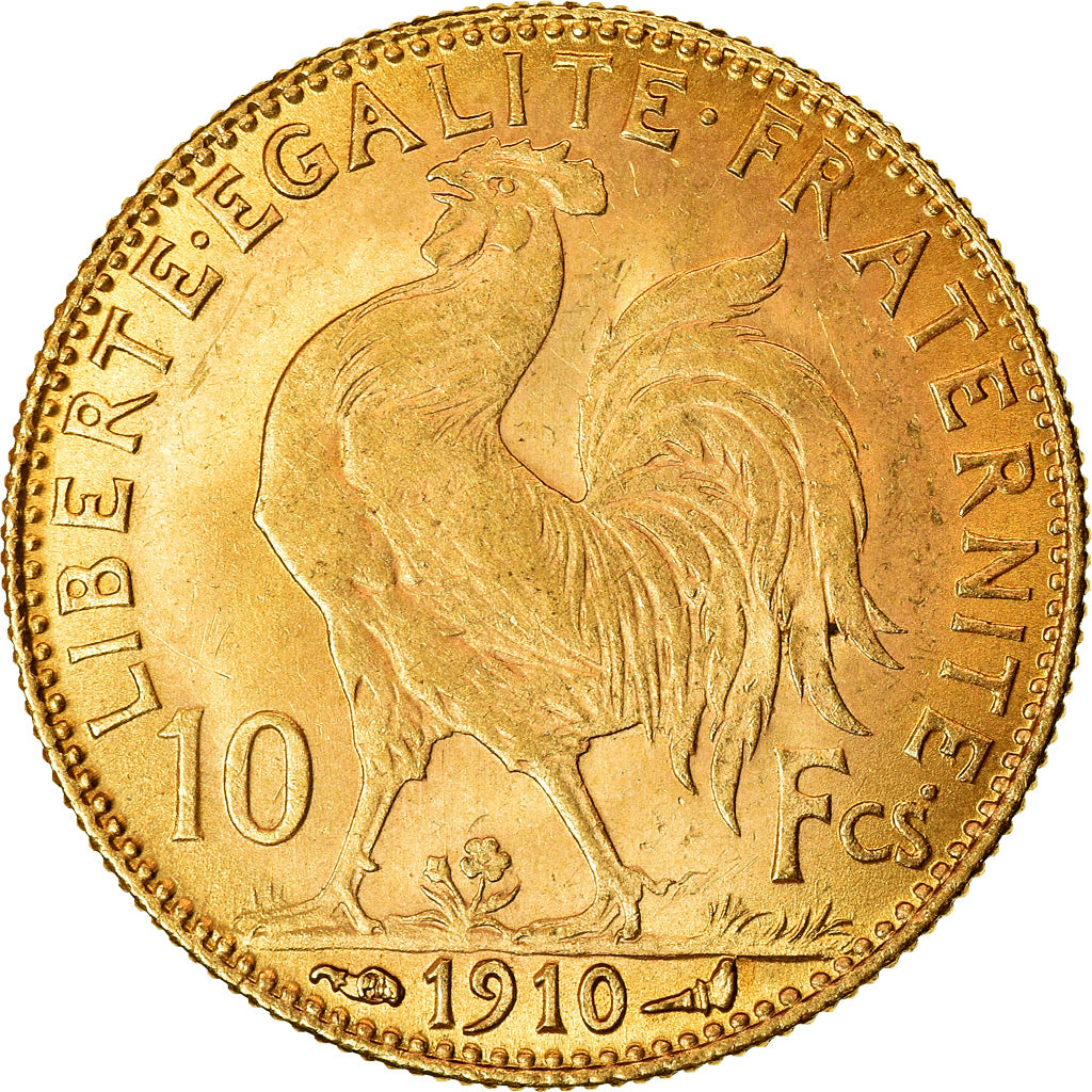 Munten, Frankrijk, Marianne, 10 Francs, 1910, Paris, PR, Goud, KM:846