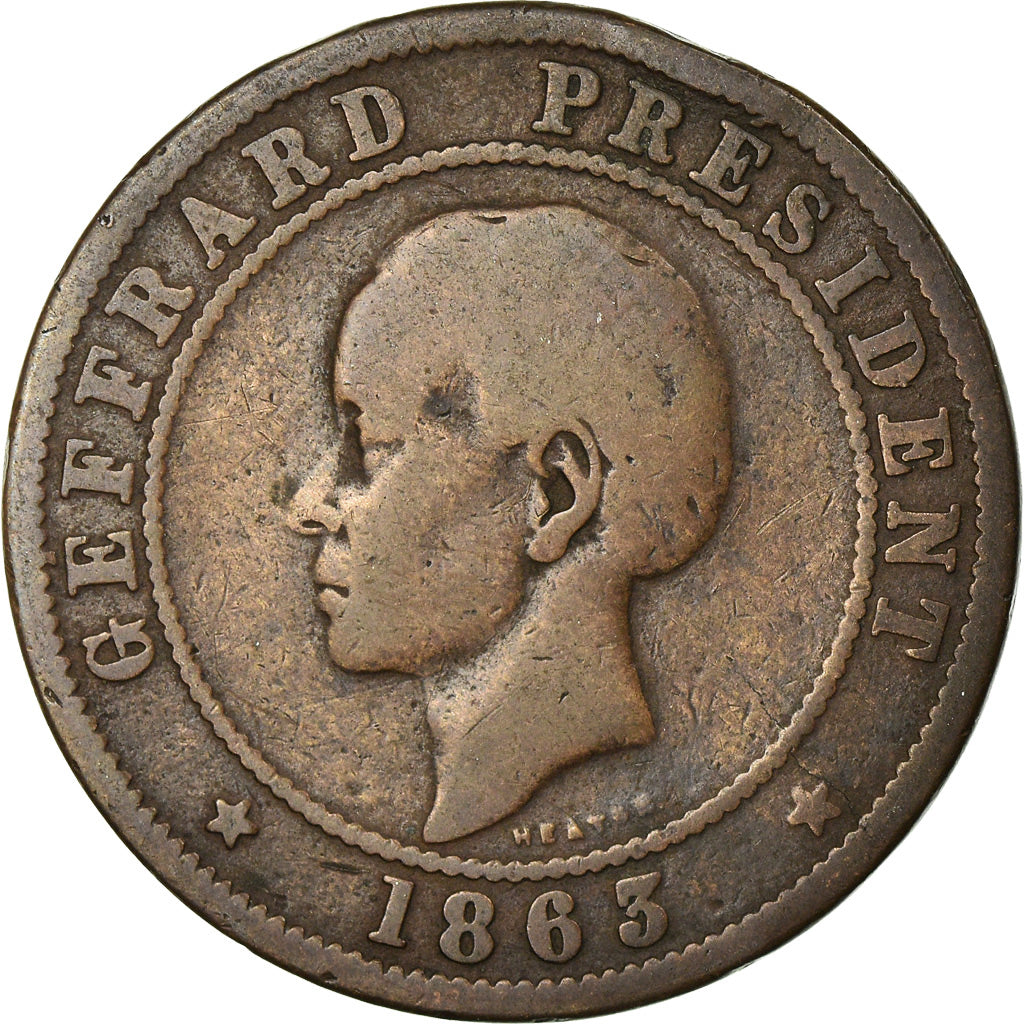 Coin, Haiti, 20 Centimes, 1863, VF(20-25), Bronze, KM:41