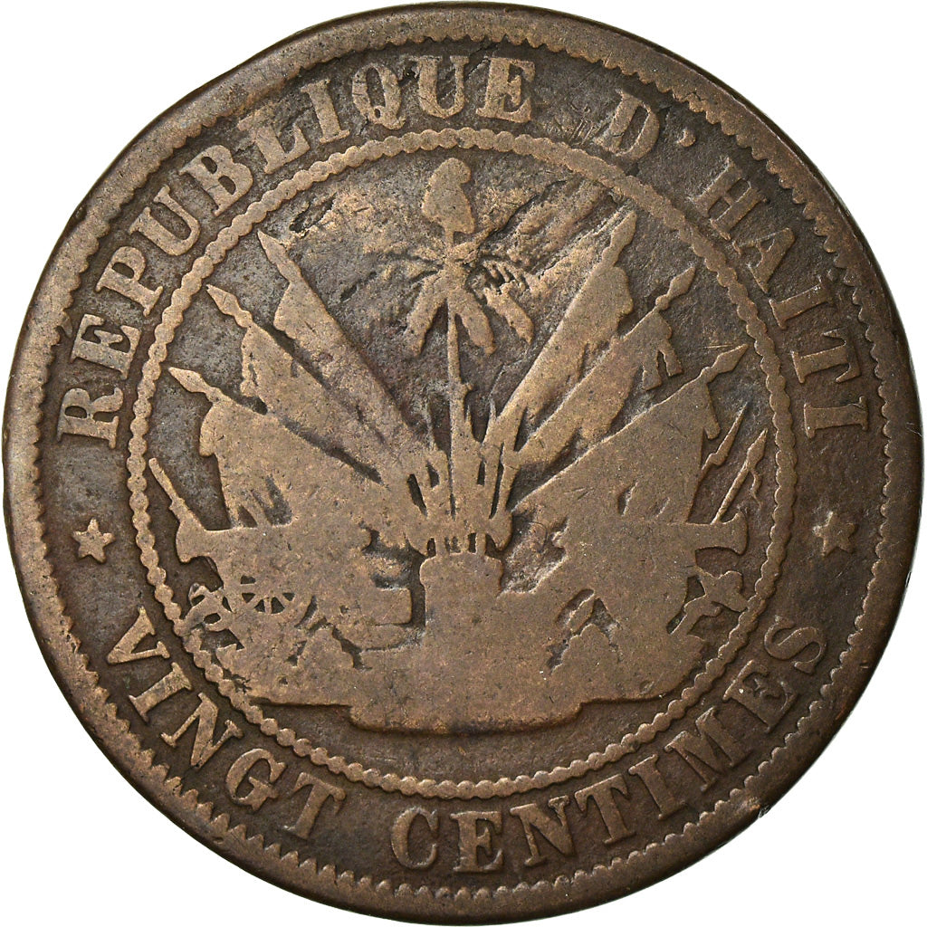 Coin, Haiti, 20 Centimes, 1863, VF(20-25), Bronze, KM:41