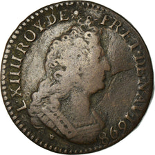 Monnaie, France, Louis XIV, Liard de France au buste âgé, troisième type