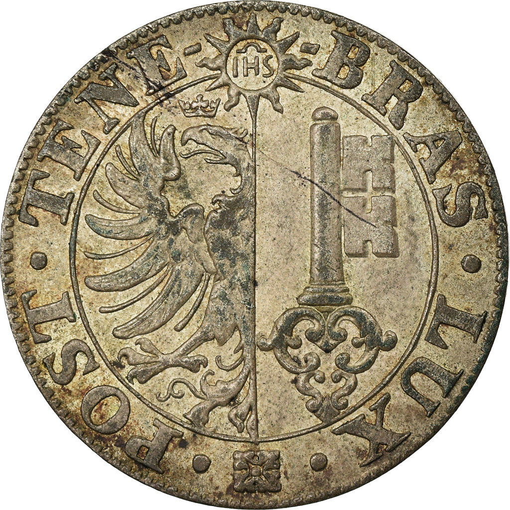 Coin, SWISS CANTONS, GENEVA, 25 Centimes, 1839, Genève, AU(50-53), Billon