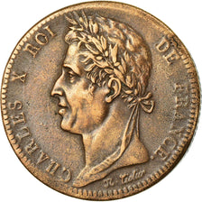 Coin, FRENCH COLONIES, Charles X, 10 Centimes, 1827, La Rochelle, VF(30-35)